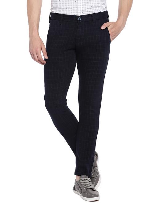 navy blue checkered chinos - 16247012 - Very Small Image - 1