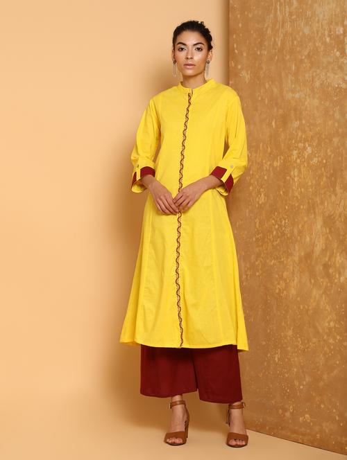 embroidered a-line kurta - 16248864 - Very Small Image - 1