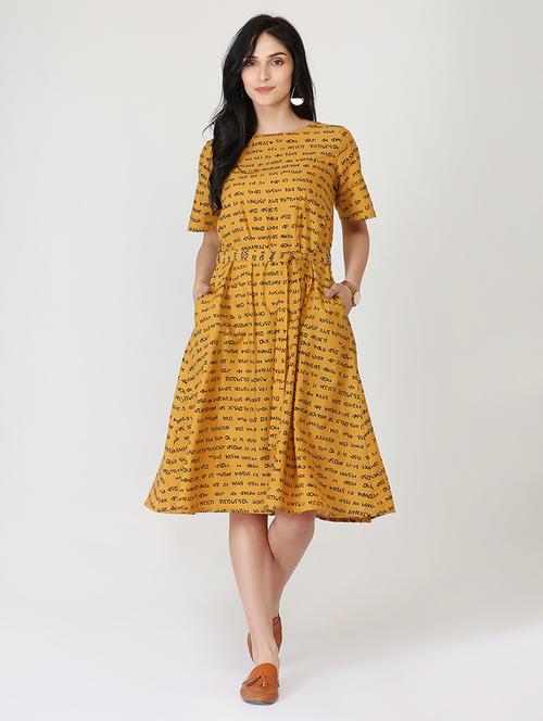 quirky text tie knot a-line dress - 16249404 - Very Small Image - 1