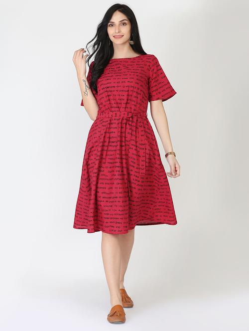 quirky text tie knot a-line dress - 16249405 - Very Small Image - 1
