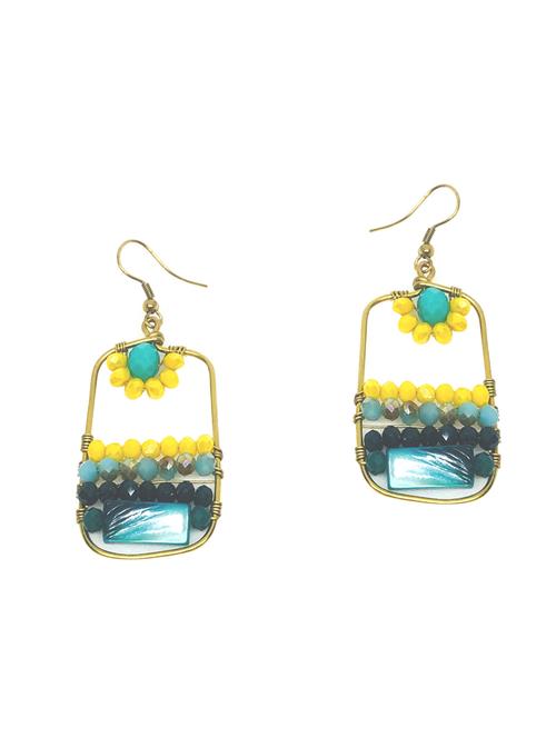 yellow metal drop earring - 16249429 - Very Small Image - 1