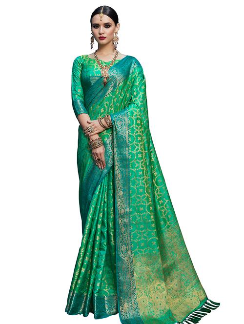 self-design banarasi saree with blouse - 16249855 - Very Small Image - 1