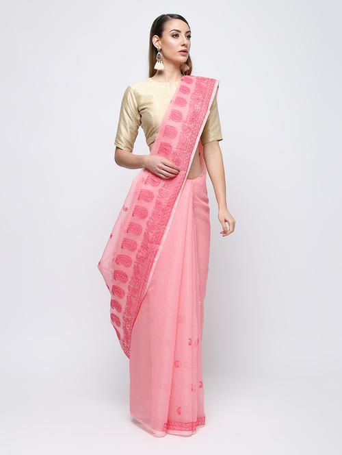 paisley chikankari saree with blouse - 16249891 - Very Small Image - 1