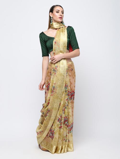 digital floral printed saree with blouse - 16249985 - Very Small Image - 1