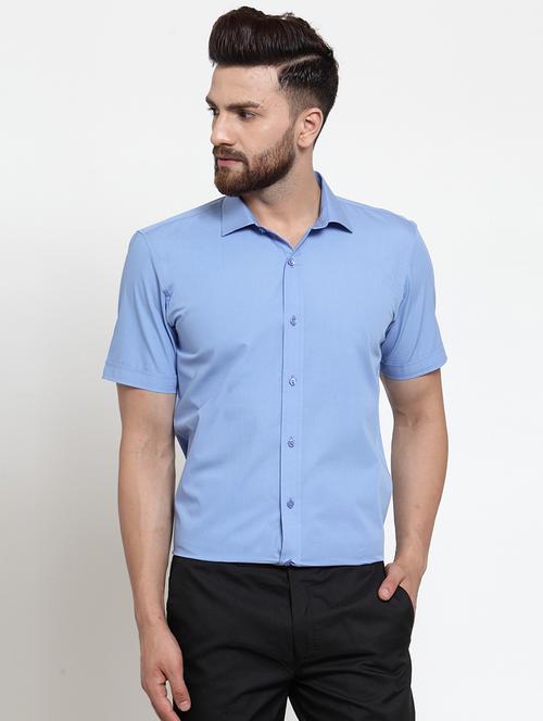 blue solid casual shirt - 16250067 - Very Small Image - 1