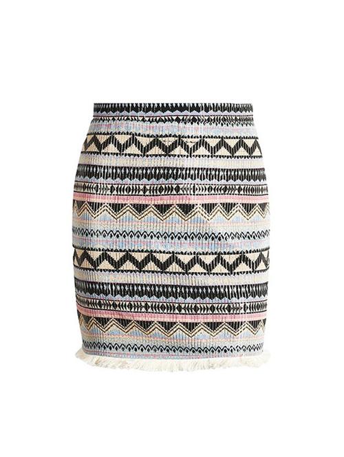 fringed hem aztec bodycon skirt - 16250520 - Very Small Image - 1