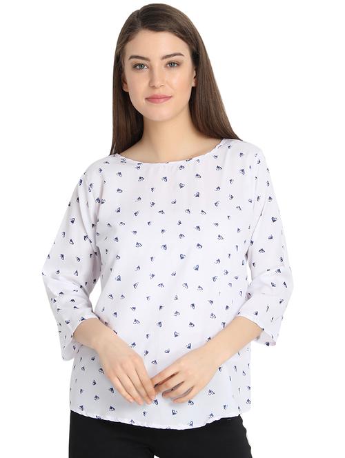 round neck diamond print top - 16251295 - Very Small Image - 1