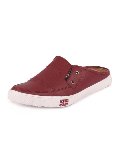 maroon leatherette slip on mules - 16251780 - Very Small Image - 1