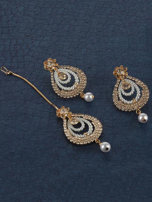 gold brass maang teeka - 16253443 - Very Small Image - 1