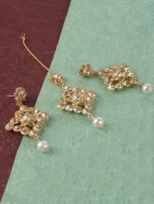 gold brass maang teeka - 16253446 - Very Small Image - 1