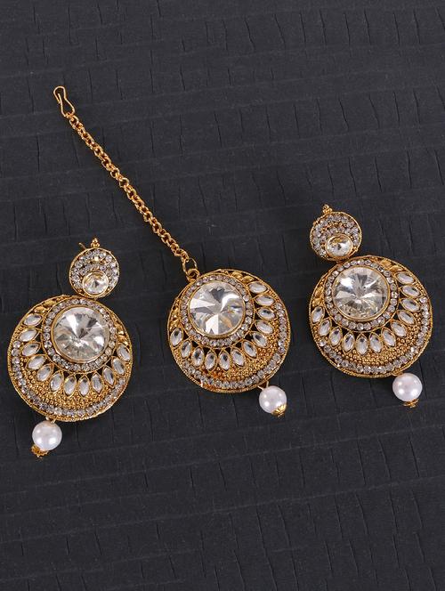 gold brass maang teeka - 16253451 - Very Small Image - 1