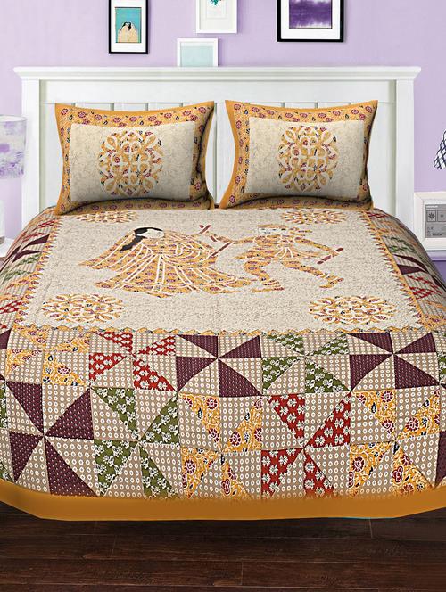 cotton double bed sheet with 2 pillow covers - 16255321 - Very Small Image - 1