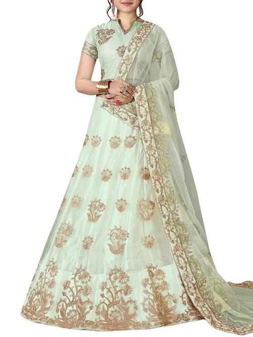 floral embroidered a-line lehenga - 16257504 - Very Small Image - 1