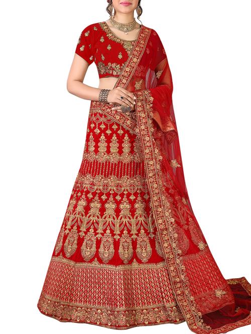 floral embroidered a-line lehenga - 16257522 - Very Small Image - 1
