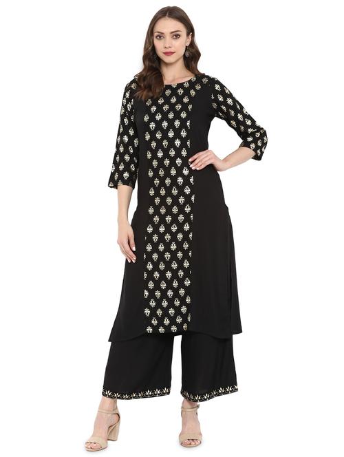 foil printed kurta with palazzo set - 16257654 - Very Small Image - 1