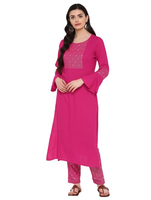 foil printed kurta with pant set - 16257670 - Very Small Image - 1