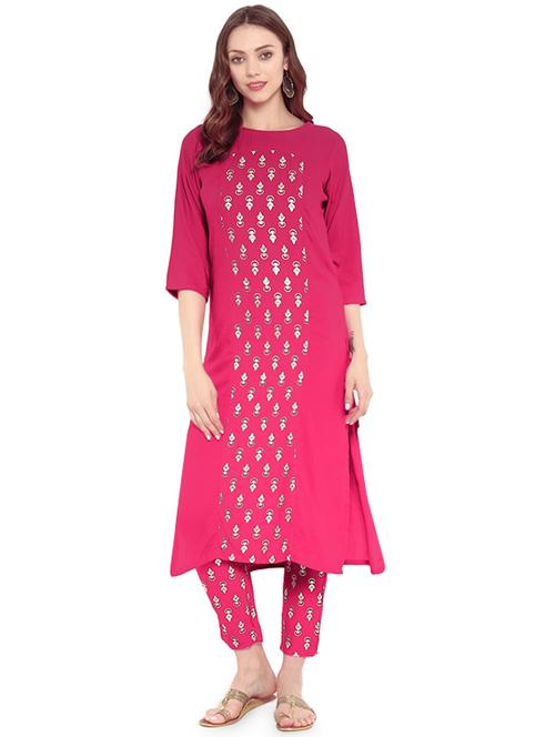 foil print kurta pant set - 16257678 - Very Small Image - 1