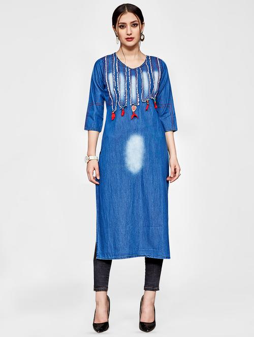 embroidered straight kurta - 16258326 - Very Small Image - 1