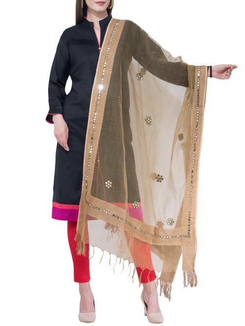 mirror work organza dupatta - 16260787 - Very Small Image - 1