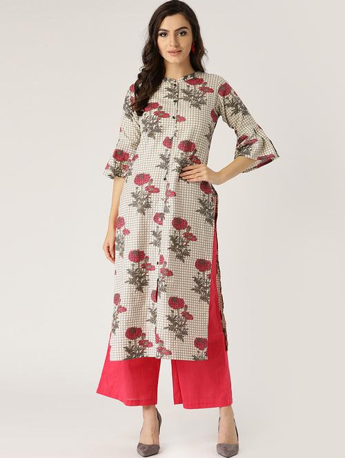 floral straight kurta - 16261409 - Very Small Image - 1
