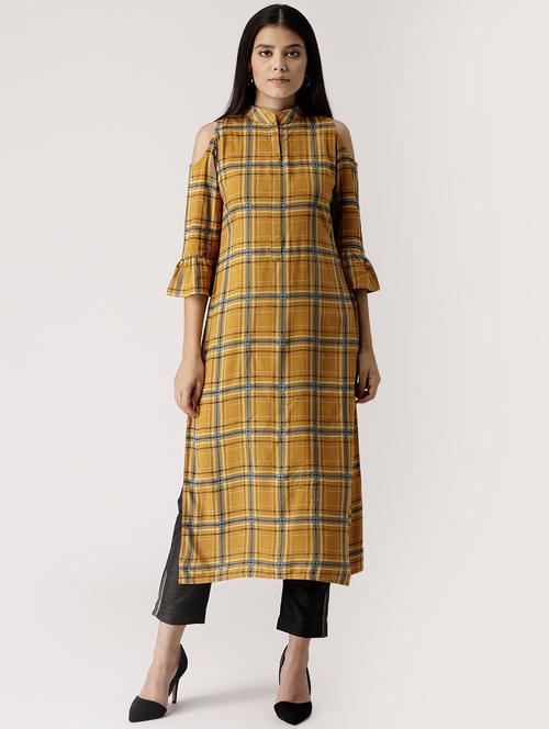 checkered straight kurta - 16261421 - Very Small Image - 1