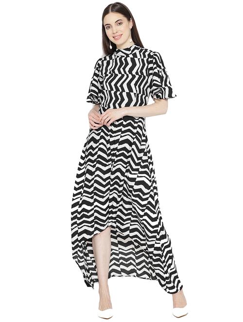tie back printed high low dress - 16262074 - Very Small Image - 1