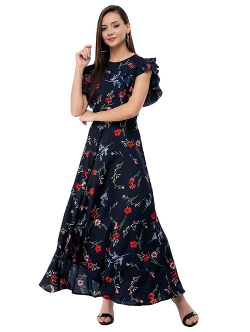 ruffled sleeves floral maxi dress - 16263173 - Very Small Image - 1