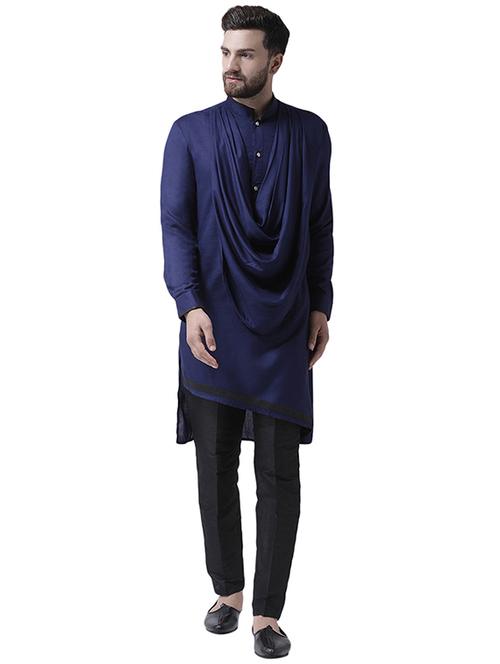 navy blue asymmetric ethnic wear set - 16263252 - Very Small Image - 1