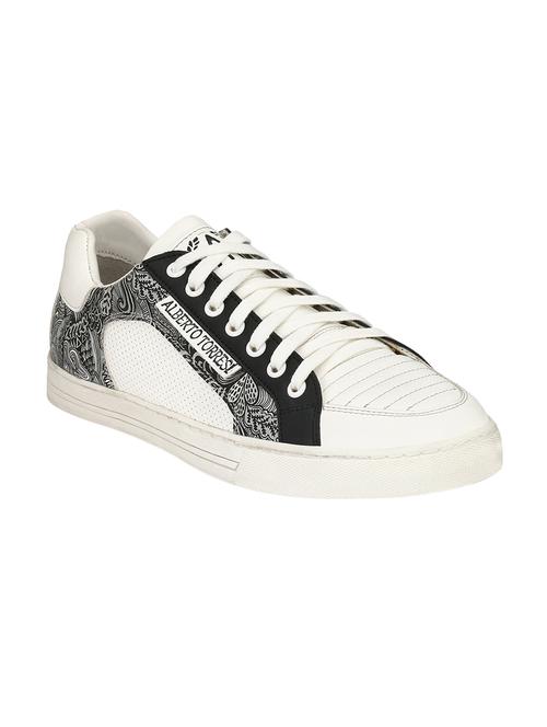 white leatherette lace up sneakers - 16264751 - Very Small Image - 1