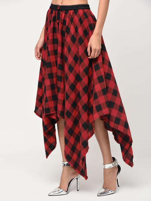 high rise checkered asymmetric skirt - 16266295 - Very Small Image - 1