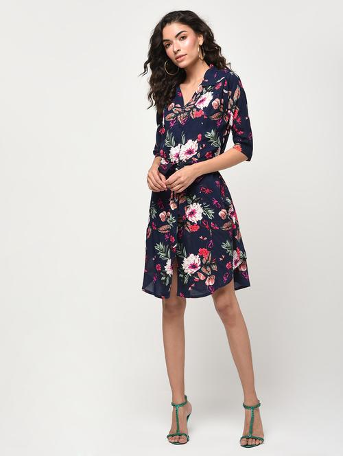 tie knot floral a-line dress - 16266300 - Very Small Image - 1