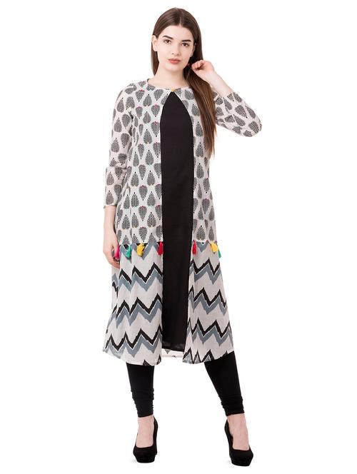 printed kurta with jacket - 16266706 - Very Small Image - 1