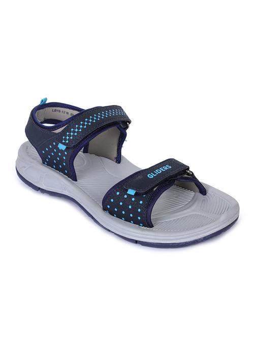 navy blue leatherette back strap floaters - 16266949 - Very Small Image - 1