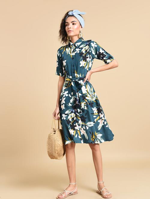 tie front floral a-line dress  - 16269382 - Very Small Image - 1