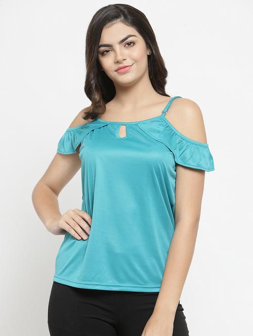 women's straight key hole neck top - 16270189 - Very Small Image - 1