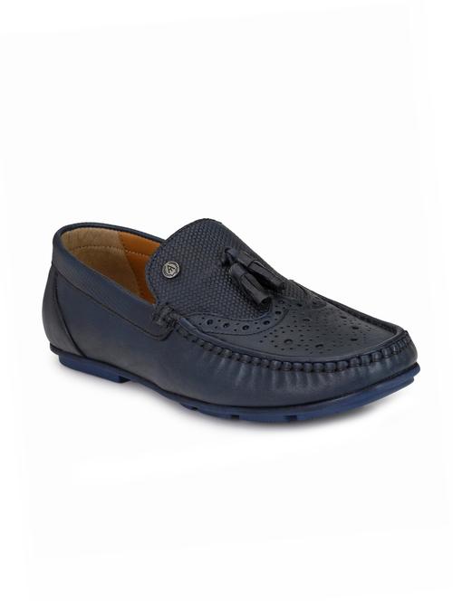 blue leatherette slip on loafers - 16270303 - Very Small Image - 1