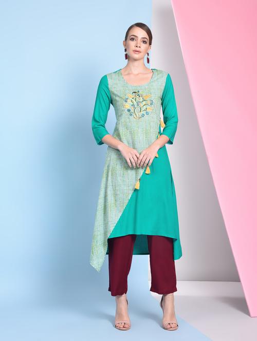embroidered high-low kurta - 16270513 - Very Small Image - 1