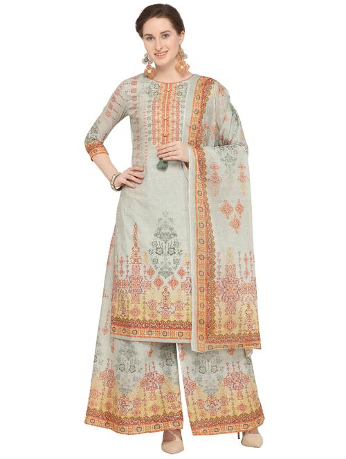 digital floral printed unstitched palazzo suit - 16270873 - Very Small Image - 1