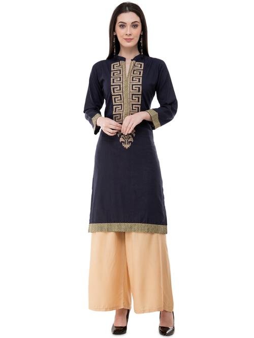 embroidered straight kurta - 16271049 - Very Small Image - 1