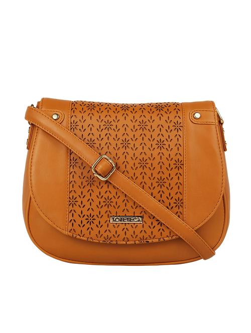 tan leatherette (pu) sling bag - 16271827 - Very Small Image - 1