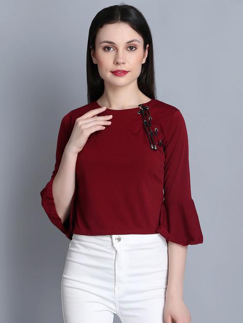 lace up bell sleeves top - 16272146 - Very Small Image - 1