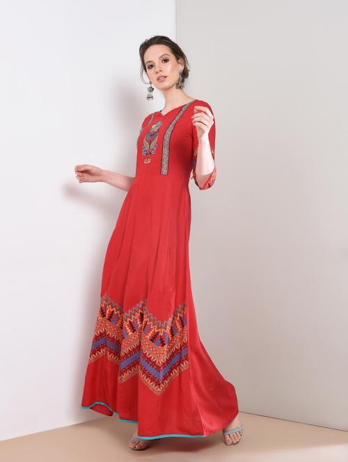 floral embroidered anarkali kurta - 16273523 - Very Small Image - 1