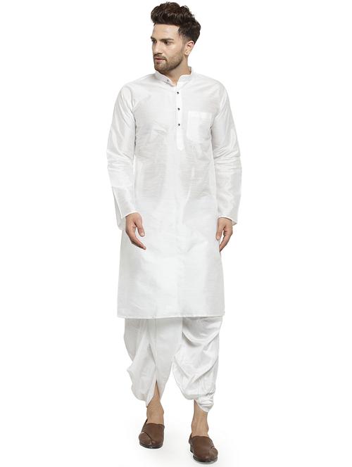 white silk blend dhoti kurta set - 16273917 - Very Small Image - 1