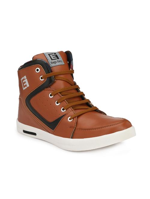 tan leatherette lace up sneakers - 16274486 - Very Small Image - 1