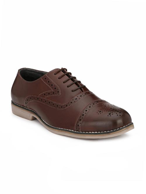 brown leatherette lace-up oxfords - 16274504 - Very Small Image - 1