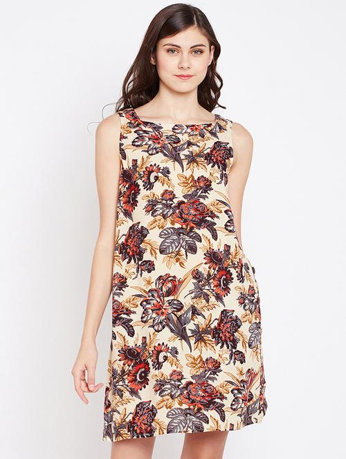 square neck floral a-line dress - 16274771 - Very Small Image - 1