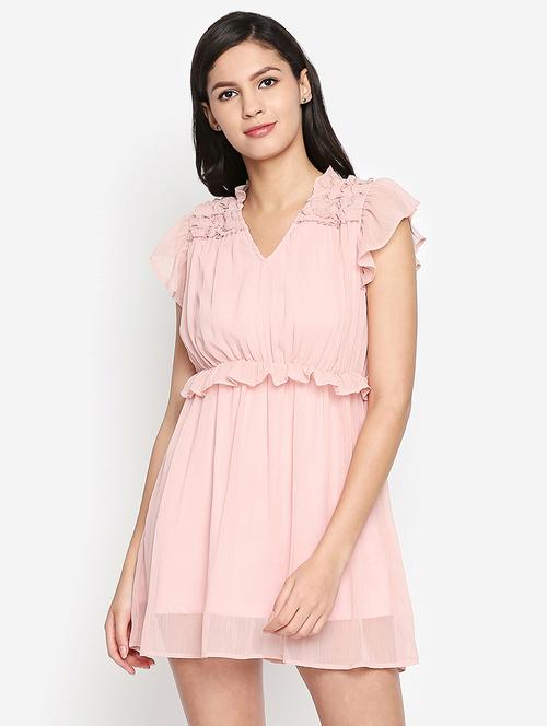 ruffle trim dobby blouson dress - 16274782 - Very Small Image - 1