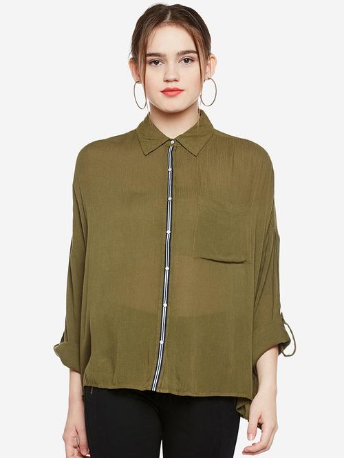 drop shoulder tape detail shirt - 16274886 - Very Small Image - 1