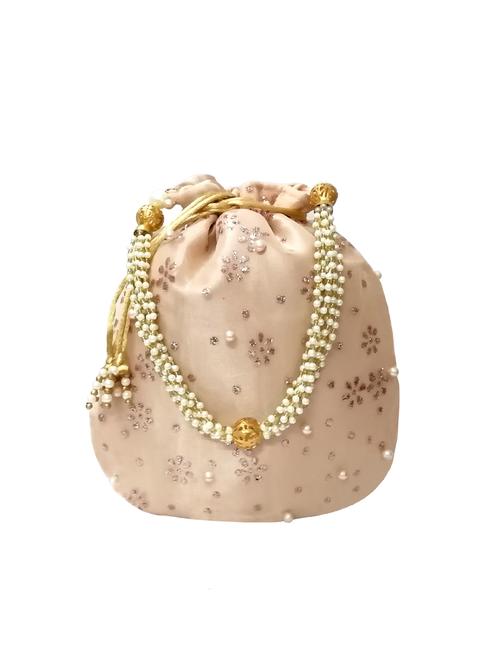 beige silk ethnic potli - 16275027 - Very Small Image - 1