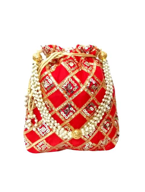 red silk ethnic potli - 16275035 - Very Small Image - 1